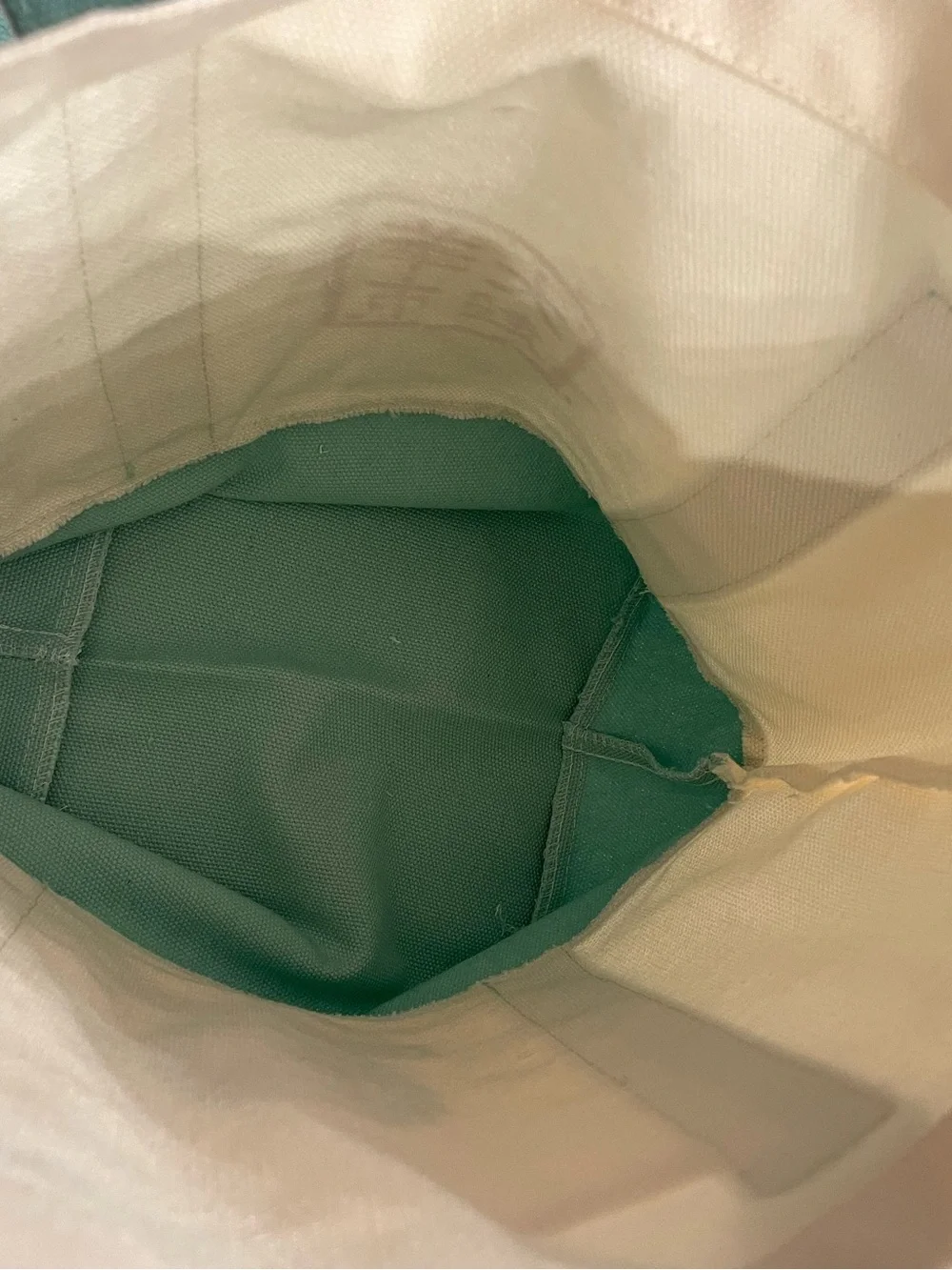 Canvas Tote Bag in Cream and Light Teal